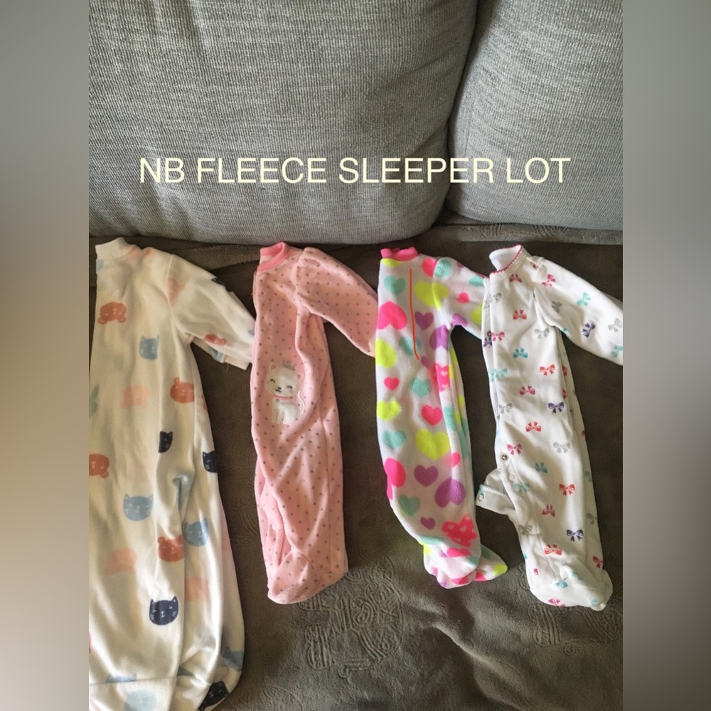 Newborn girl fleece sleeper LOT.